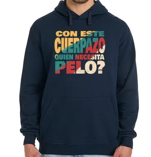Felpa uomo con cappuccio barzelletta calva, bel corpo, senza divertente