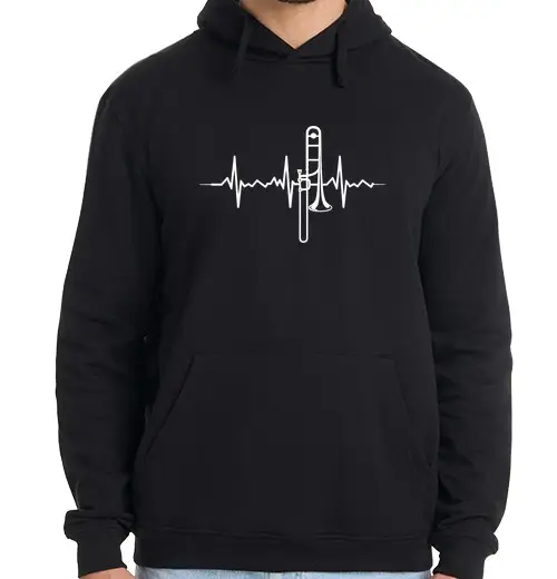 Felpa uomo con cappuccio battito cardiaco del trombone