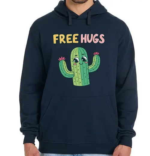 Felpa uomo con cappuccio cactus abbracci gratuiti