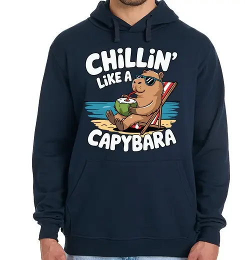Felpa uomo con cappuccio capibara cocco chill