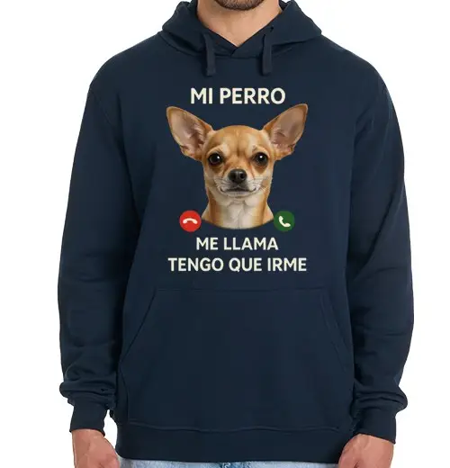 Felpa uomo con cappuccio chihuahua umor telefono allevamento