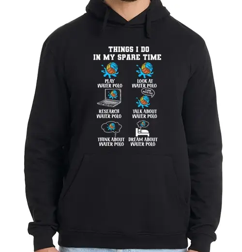 Felpa uomo con cappuccio cose che faccio nella mia pallanuoto di