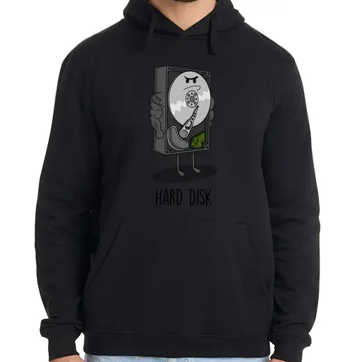 Felpa uomo con cappuccio disco rigido