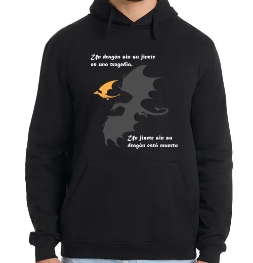 Felpa uomo con cappuccio draghi e cavaliere