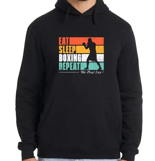 Felpa uomo con cappuccio eat dormire rappresentante di boxe eat