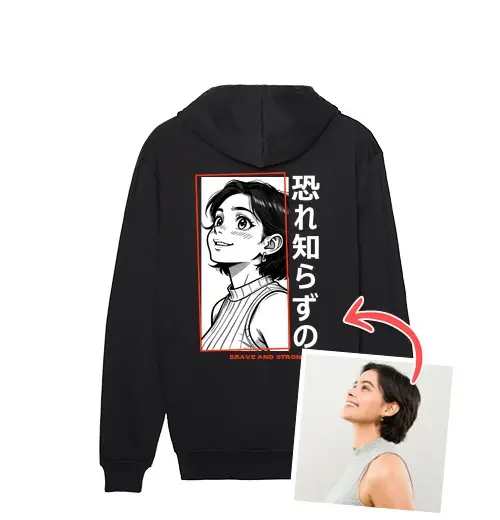 Felpa uomo con cappuccio effetto manga felpa foto personalizzabile