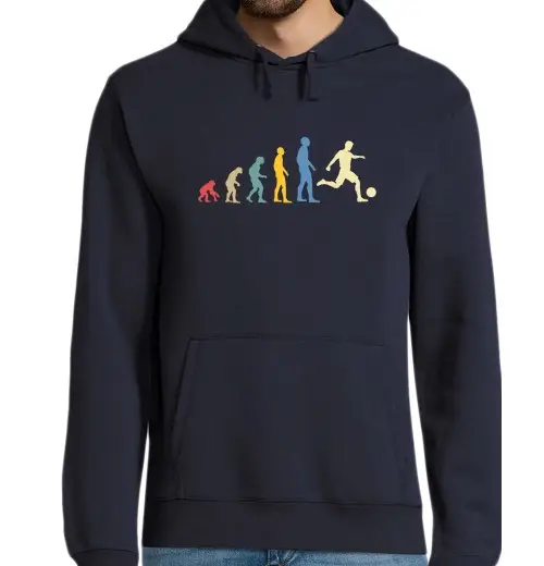 Felpa uomo con cappuccio evoluzione calcio uomo umorismo calcio