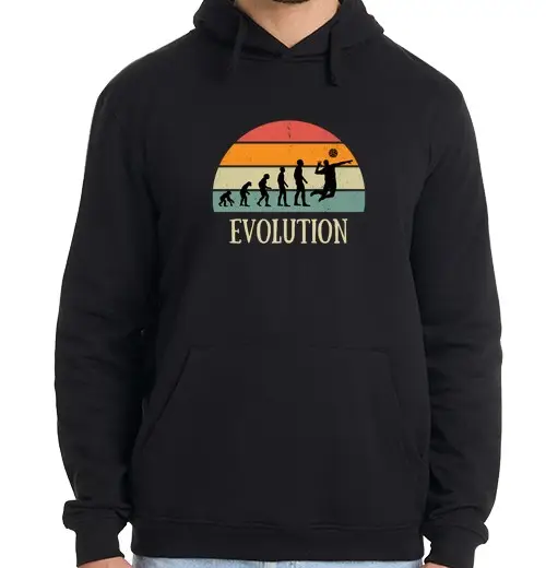 Felpa uomo con cappuccio evoluzione pallavolo uomo umorismo