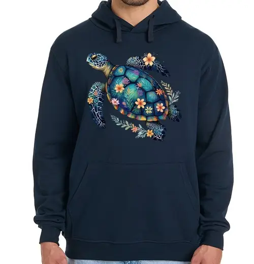 Felpa uomo con cappuccio fiori di tartaruga boho