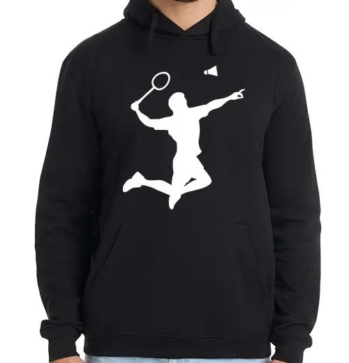 Felpa uomo con cappuccio giocatore di badminton