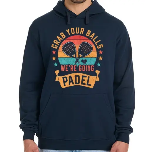 Felpa uomo con cappuccio Grab Your Balls Funny Padel Player