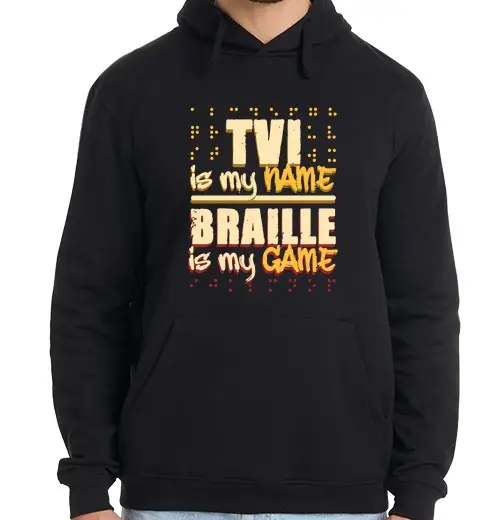 Felpa uomo con cappuccio insegnante di braille cieco tvi è il mi