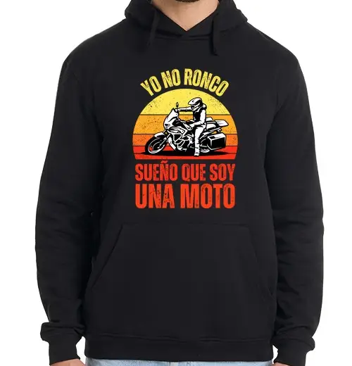 Felpa uomo con cappuccio Io non russo sogno che sono una moto