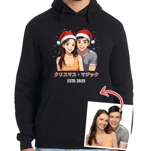 Felpa uomo con cappuccio magia natalizia foto effetti