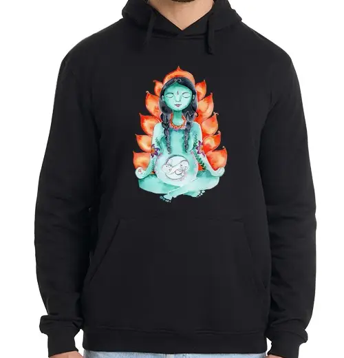 Felpa uomo con cappuccio mamma kali dea del fuoco