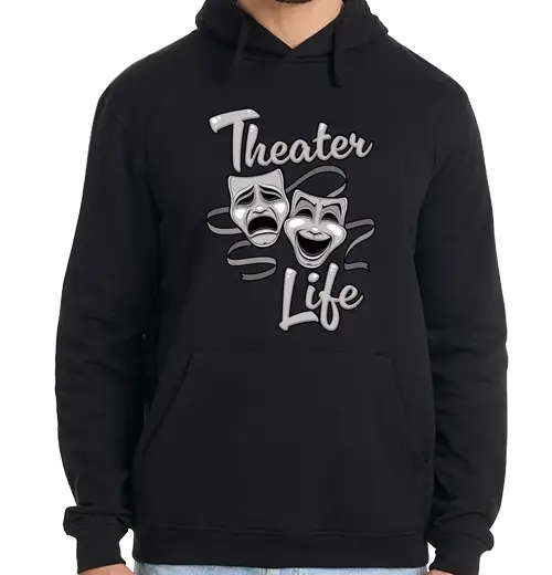 Felpa uomo con cappuccio maschere di commedia e tragedia della v