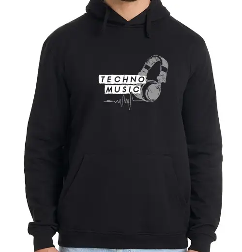 Felpa uomo con cappuccio musica techno
