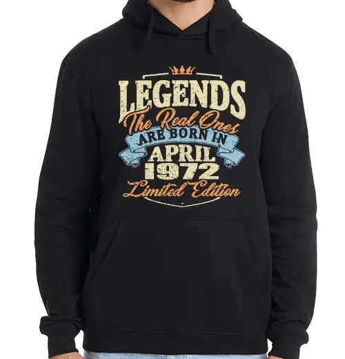 Felpa uomo con cappuccio nato nell aprile 1972