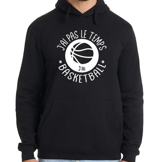 Felpa uomo con cappuccio Non ho tempo ho il basket