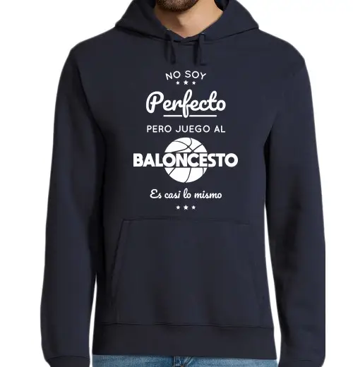 Felpa uomo con cappuccio Non perfetto ma io gioco cesto palla