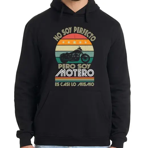 Felpa uomo con cappuccio Non sono perfetto ma sono biker