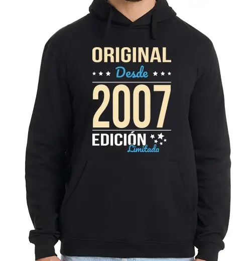 Felpa uomo con cappuccio originale 18° compleanno dal 2007