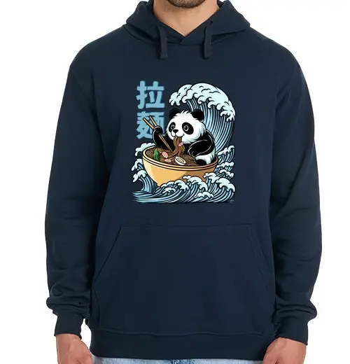 Felpa uomo con cappuccio panda ramen