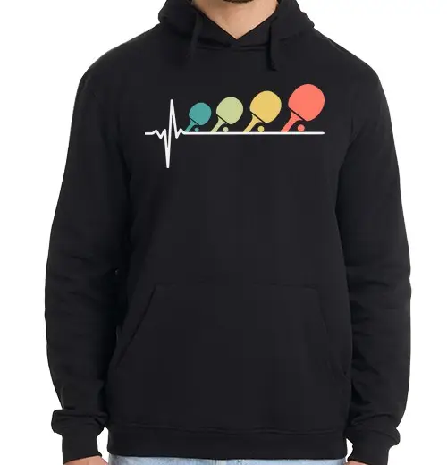 Felpa uomo con cappuccio ping pong battito cardiaco retrò