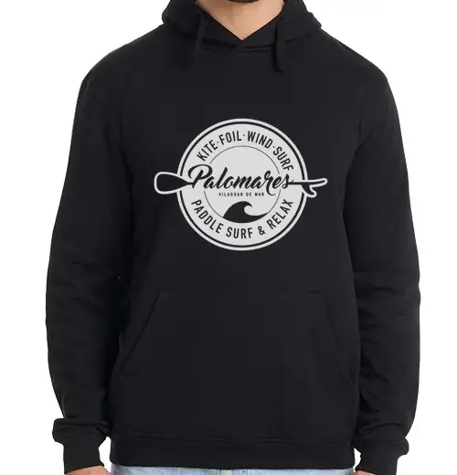 Felpa uomo con cappuccio rimozione nera