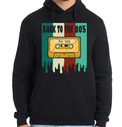 Felpa uomo con cappuccio ritorno agli anni 3980