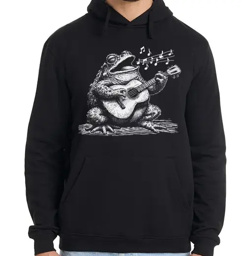 Felpa uomo con cappuccio rospo per can la chitarra