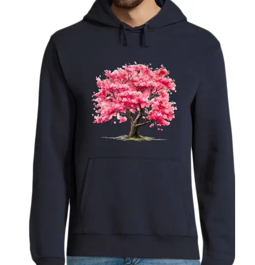 Felpa uomo con cappuccio samurai sakura