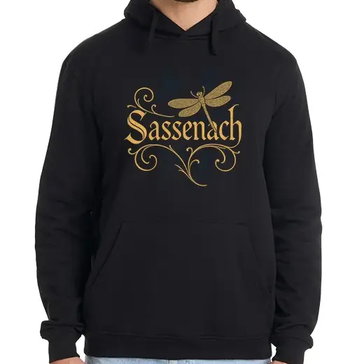 Felpa uomo con cappuccio sassenach outlander libellula scozia