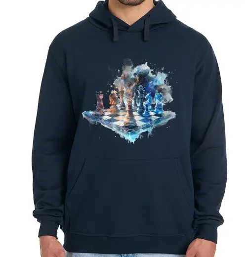 Tostadora Felpa uomo con cappuccio scacchi effetto acqua