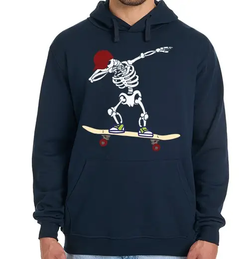 Felpa uomo con cappuccio scheletro da skateboard
