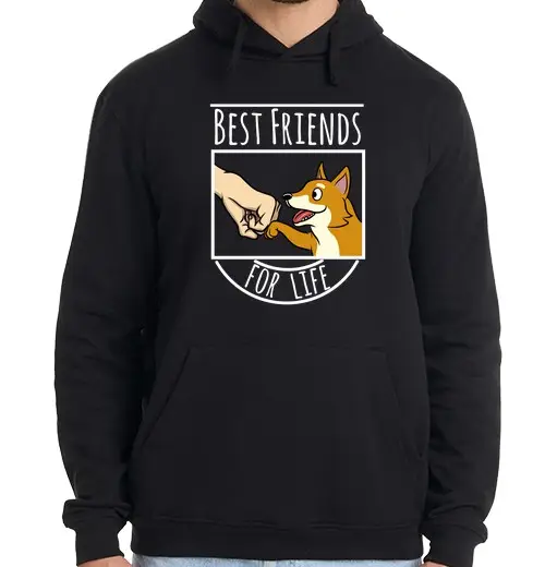 Felpa uomo con cappuccio shiba inu dog best friends for life