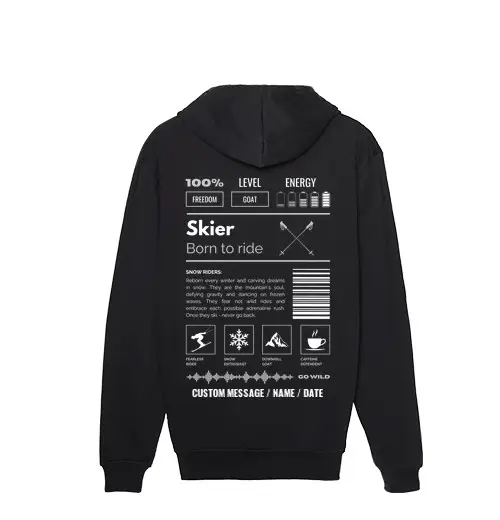 Felpa uomo con cappuccio SKIER 1 - TESTO PERSONALIZZATO