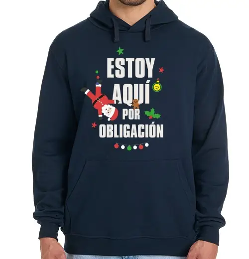 Felpa uomo con cappuccio sono qui per obbligo umorismo natalizio