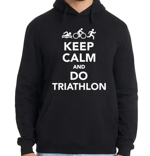 Felpa uomo con cappuccio stai calmo e fai il triathlon