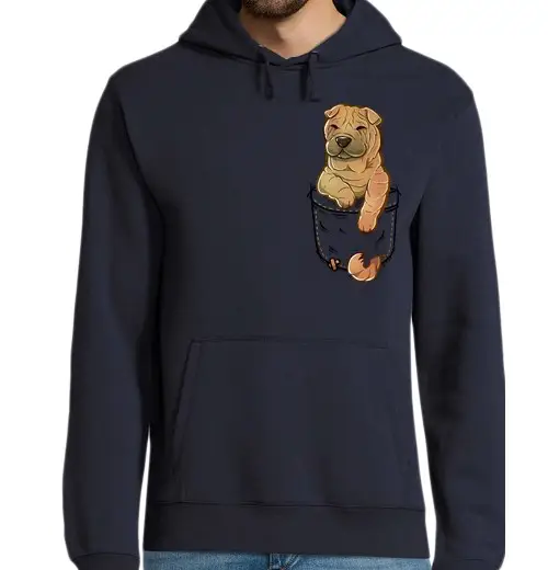 Felpa uomo con cappuccio tasca carina cane shar pei - felpa con cappuccio