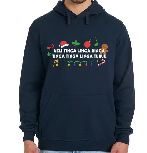 Felpa uomo con cappuccio tinga linga ringa - canto natalizio ing