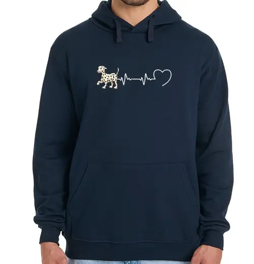 Felpa uomo con cappuccio umorismo dalmata del battito cardiaco