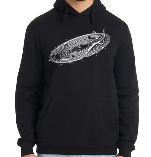 Felpa uomo con cappuccio vinile spazio
