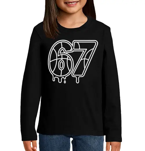 Maglietta bambino manica lunga 67 pallacanestro sei sette pallone