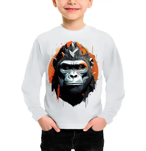 Maglietta bambino manica lunga gorilla allo stato brado