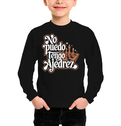 Tostadora Maglietta bambino manica lunga nera Non posso ho gli scacchi