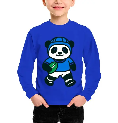 Maglietta bambino manica lunga panda rugby giocatore di rugby sport