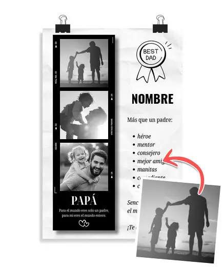 Poster verticale 2 3 - (20 x 30 cm) poster personalizzato - papà foto polaroid