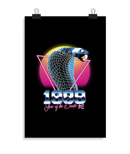 Poster verticale 2 3 - (20 x 30 cm) serpente zodiaco cinese vaporwave