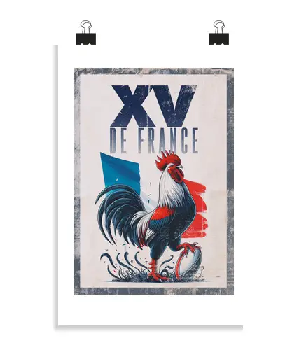 Poster verticale 2 3 - (20 x 30 cm) xv di francia - rugby
